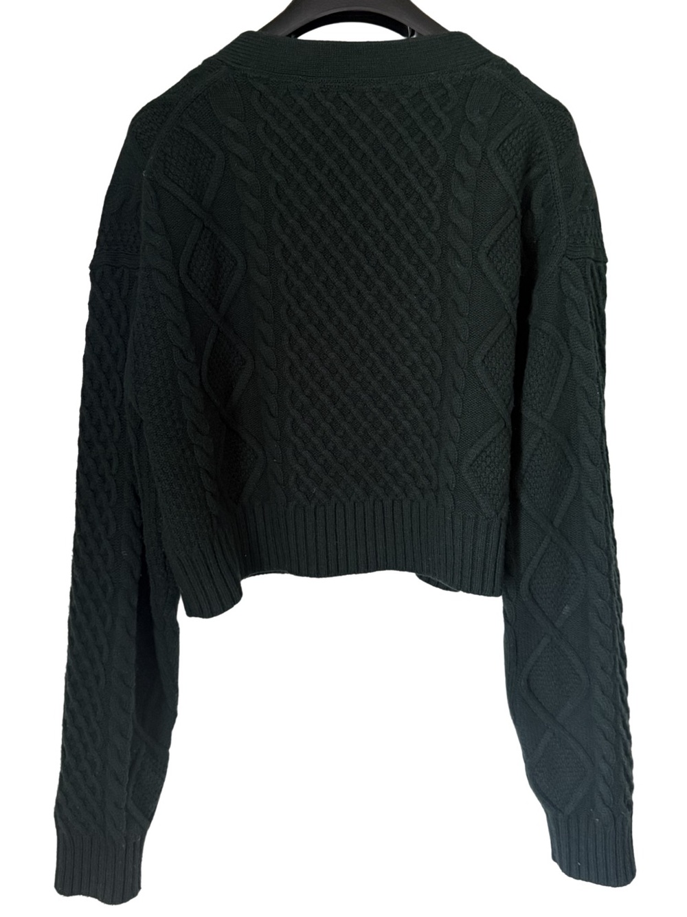 Sunday Best Dark Green Cable Knit V-Neck Cropped Sweater - Picture 2 of 5